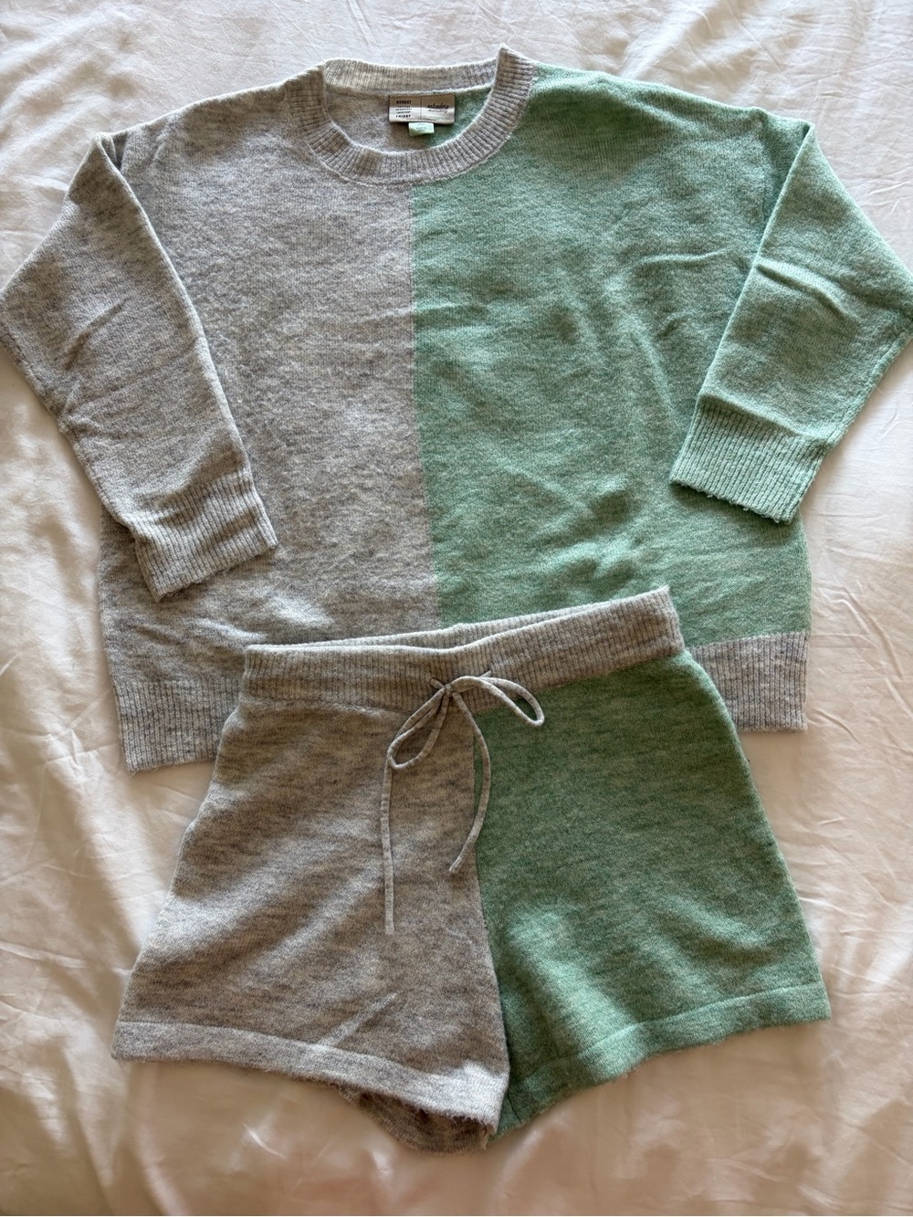 Anthropologie Sweater Lounge Set - Gray & Mint Green